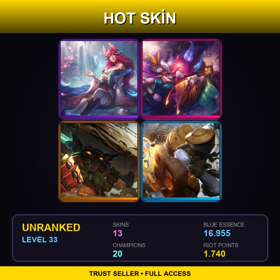 EUW | Lv33 | Unranked | 13 Skin | 20 Champ — LoL account