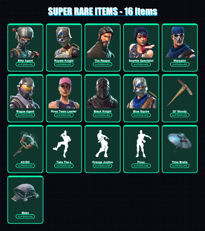 [PC/XBOX/PSN] | Elite Agent | Royale Knight | The Reaper | Sparkle Specialist | Warpaint | 30 skin | 41 pickaxe | 35 emote | 36 glider | Lv541