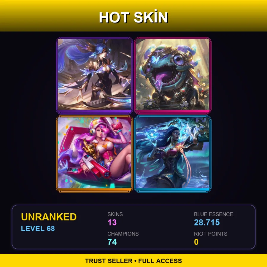 VN | Lv68 | Unranked | 13 Skin | 74 Champ — Debonair Leona