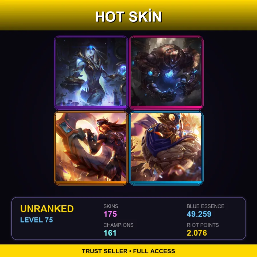 NA | Lv75 | Unranked | 175 Skin | 161 Champ — LoL account