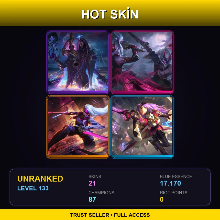 EUW | Lv133 | Unranked | 21 Skin | 87 Champ