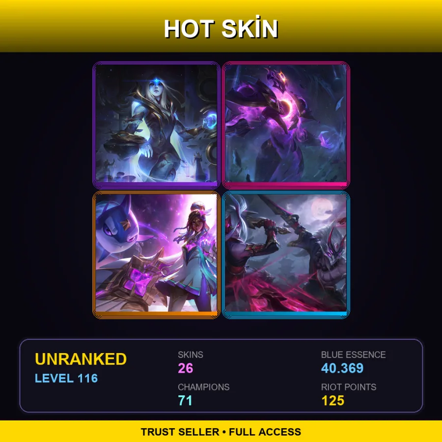 EUNE | Lv116 | Unranked | 26 Skin | 71 Champ — LoL account