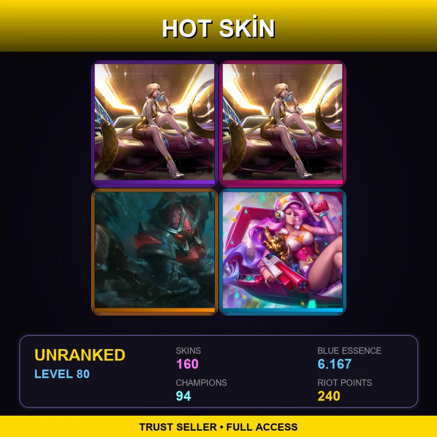 NA | Lv80 | Unranked | 160 Skin | 94 Champ — LoL account