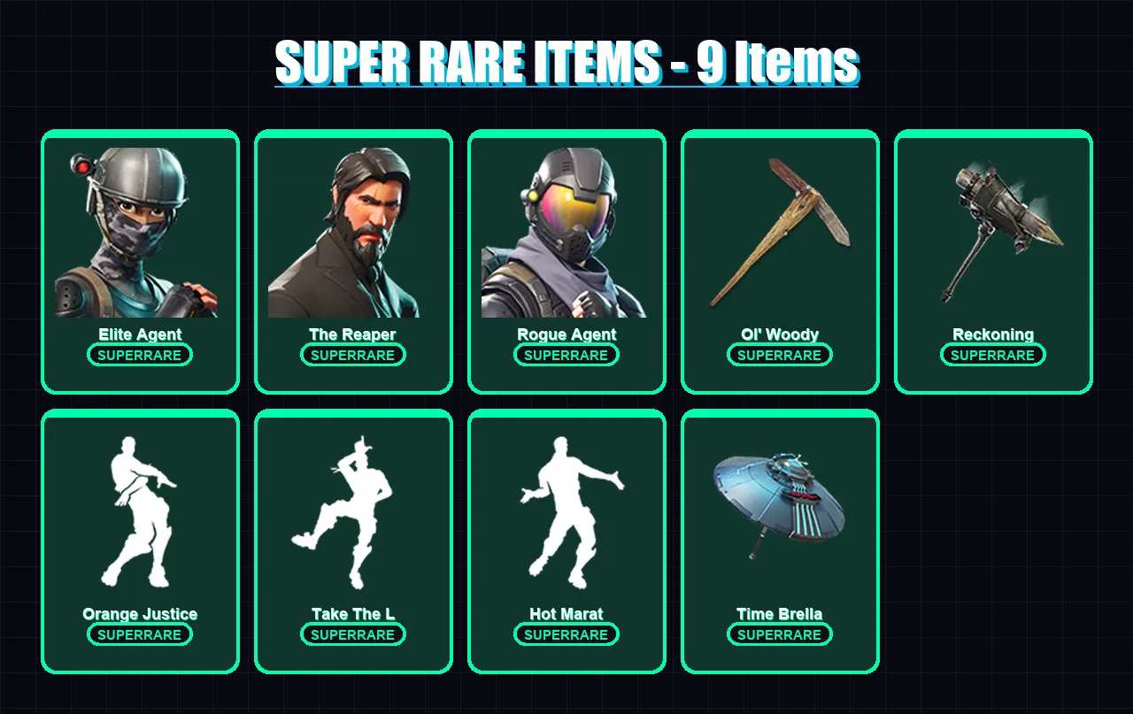 [PS4/PS5/PC] | Elite Agent | The Reaper | Rogue Agent | Valor | Calamity | 33 skin | 50 pickaxe | 46 emote | 41 glider | Lv722