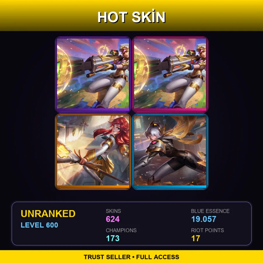EUW | Lv600 | Unranked | 624 Skin | 173 Champ