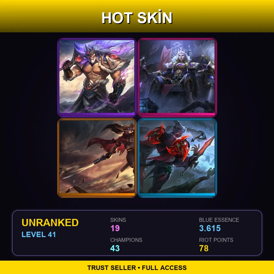 NA | Lv41 | Unranked | 19 Skin | 43 Champ — LoL account