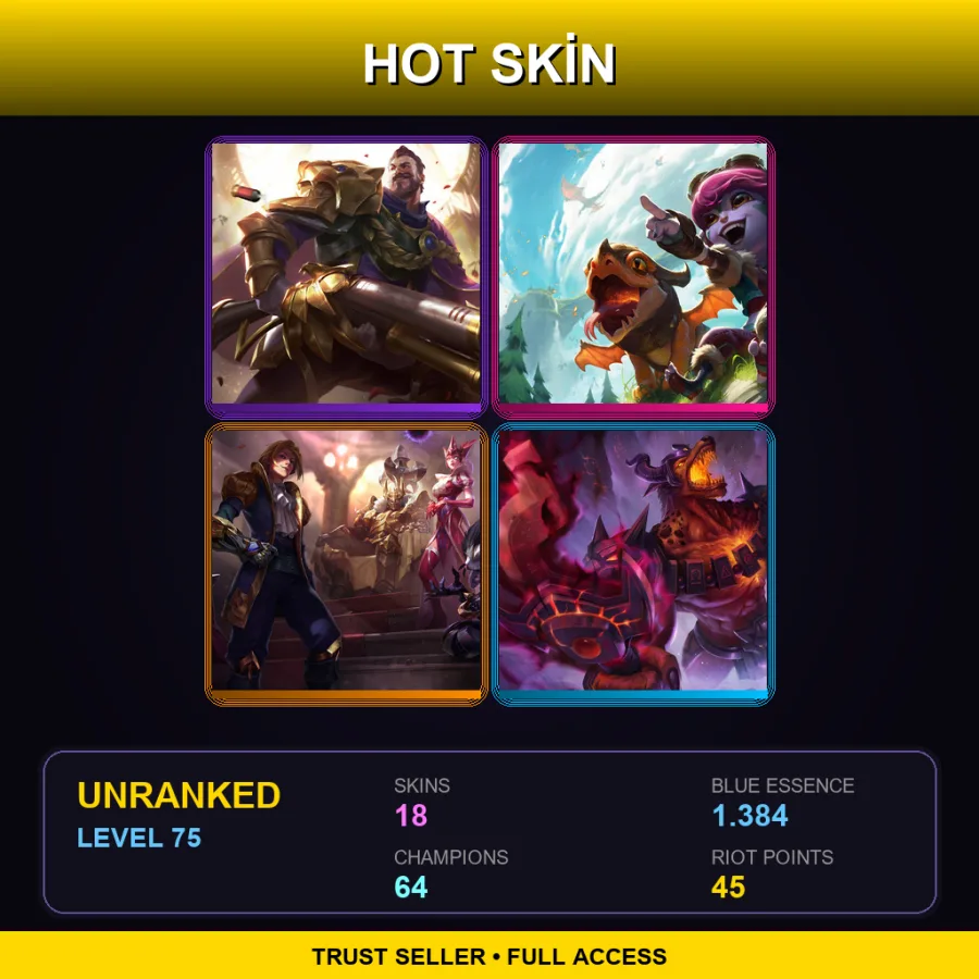 LAS | Lv75 | Unranked | 18 Skin | 64 Champ