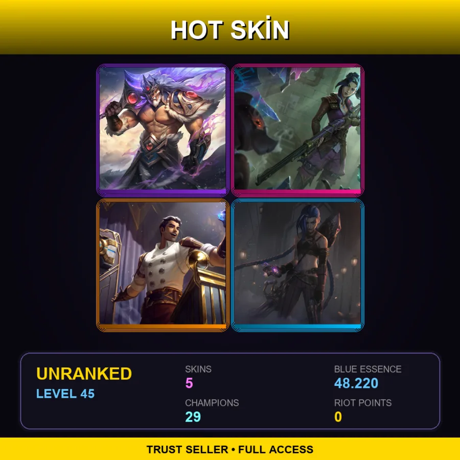 EUW | Lv45 | Unranked | 5 Skin | 29 Champ