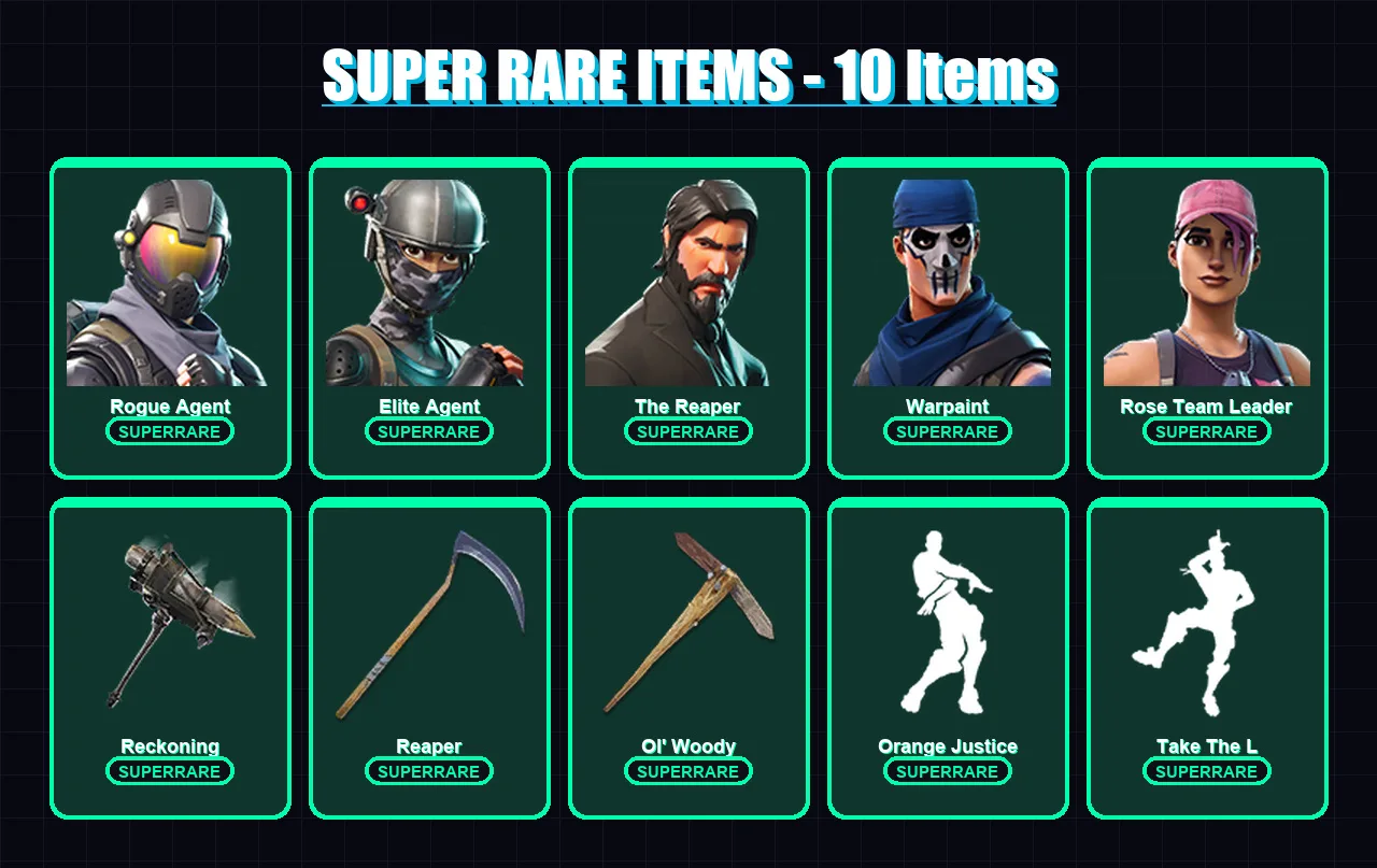[PC/XBOX] | Rogue Agent | Elite Agent | The Reaper | Warpaint | Rose Team Leader | 71 skin | 51 pickaxe | 72 emote | 62 glider | Lv799 — Game account