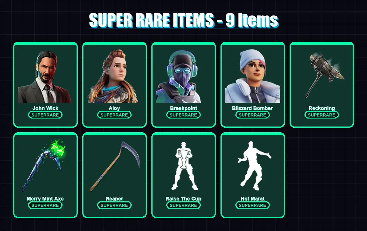 [PS4/PS5/XBOX/PC] | John Wick | Aloy | Breakpoint | Blizzard Bomber | Frozen Red Knight | 194 skin | 177 pickaxe | 140 emote | 166 glider | Lv2476