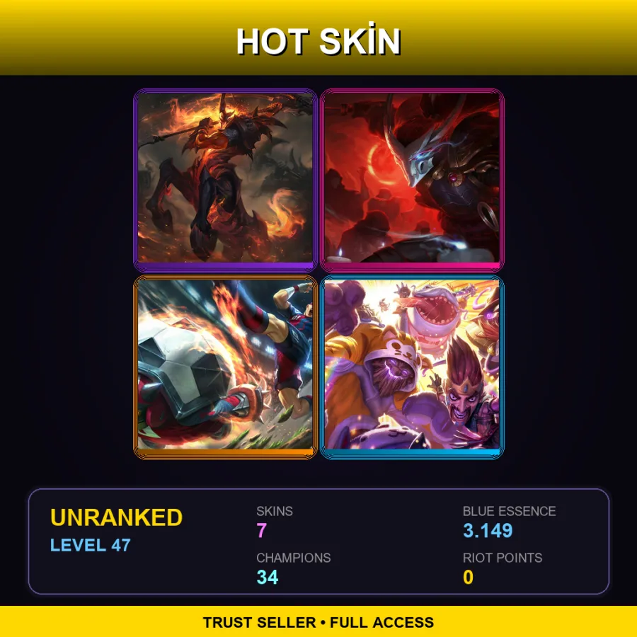 EUNE | Lv47 | Unranked | 7 Skin | 34 Champ — Playmaker Lee Sin