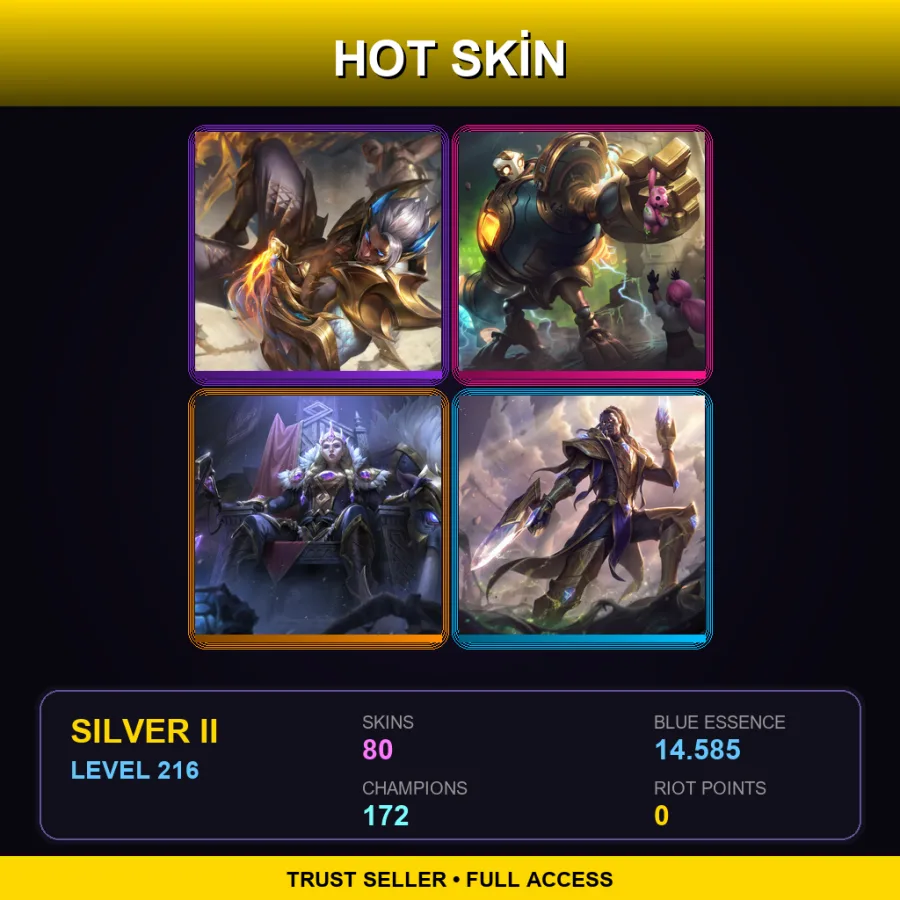 VN | Lv216 | Silver II | 80 Skin | 172 Champ — LoL account