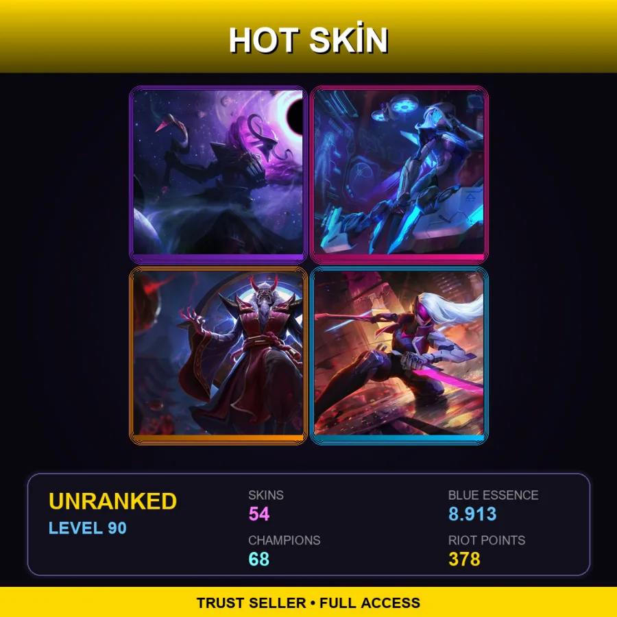 LAN | Lv90 | Unranked | 54 Skin | 68 Champ