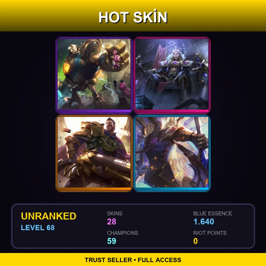 VN | Lv68 | Unranked | 28 Skin | 59 Champ — Uncle Ryze