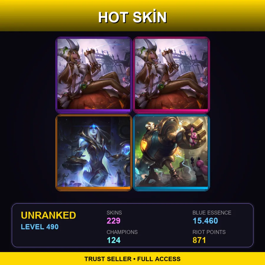 TR | Lv490 | Unranked | 229 Skin | 124 Champ