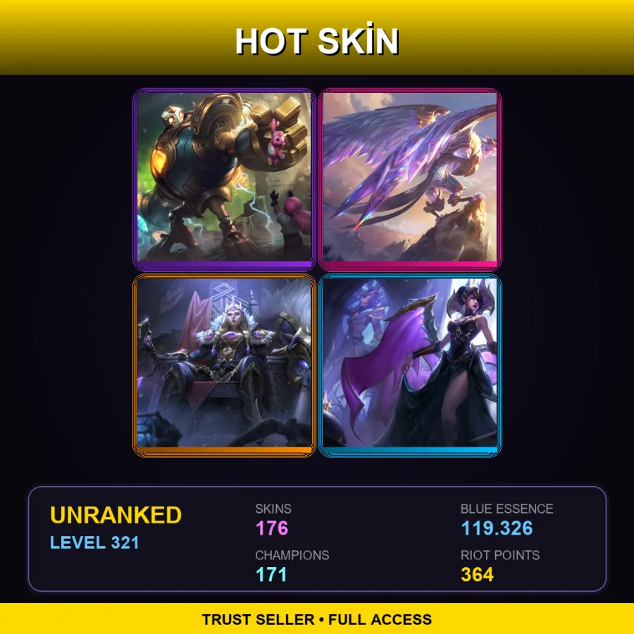 EUW | Victorious Blitzcrank | Victorious Anivia | Victorious Sejuani | Victorious Morgana | 176 Skin | 171 Champ | Lv321