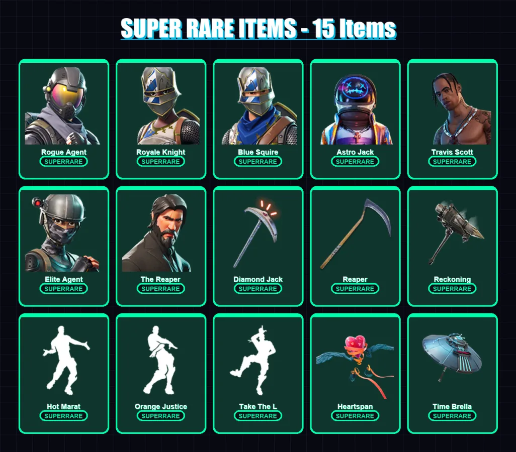 [PC/PSN] | Rogue Agent | Royale Knight | Blue Squire | Astro Jack | Travis Scott | 96 skin | 73 pickaxe | 78 emote | 64 glider | Lv731