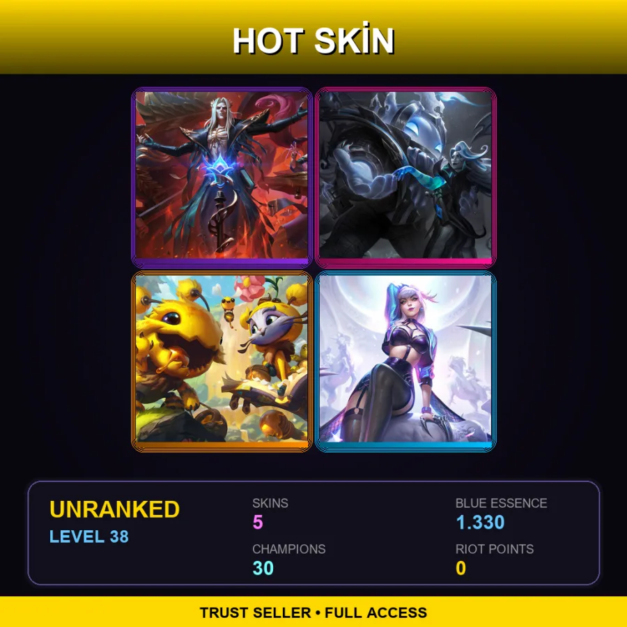EUW | Lv38 | Unranked | 5 Skin | 30 Champ