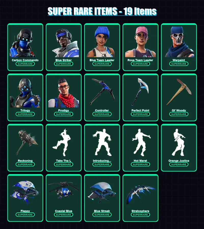 [PS4/PS5/XBOX/PC] | Carbon Commando | Blue Striker | Blue Team Leader | 69 skin | Lv452