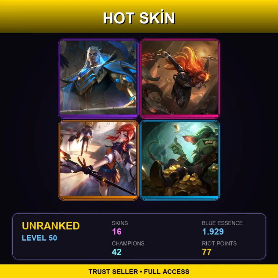 EUW | Lv50 | Unranked | 16 Skin | 42 Champ