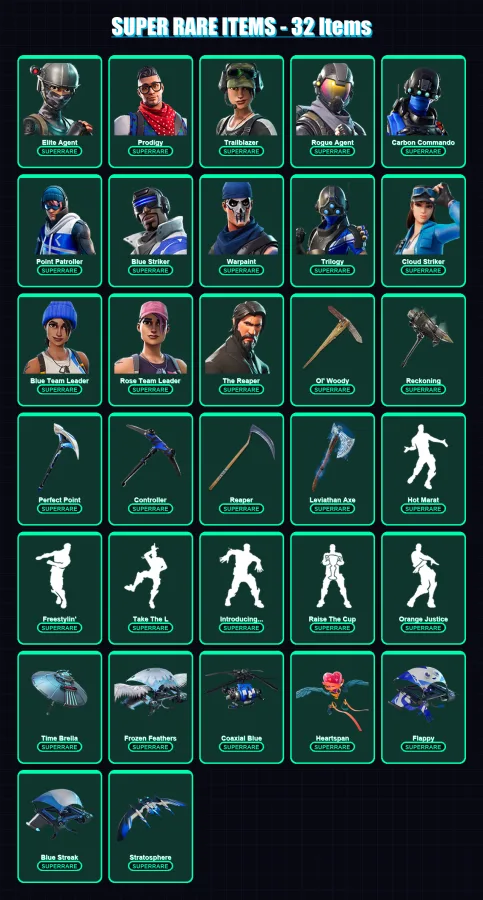 [PC/XBOX] | Elite Agent | Prodigy | Trailblazer | Rogue Agent | Carbon Commando | 240 skin | 233 pickaxe | 205 emote | 197 glider | Lv3349