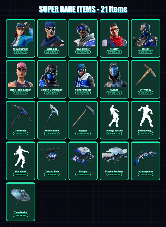 [PC/XBOX] | Cloud Striker | Warpaint | Blue Striker | Prodigy | Trilogy | 115 skin | 150 pickaxe | 126 emote | 140 glider | Lv1840