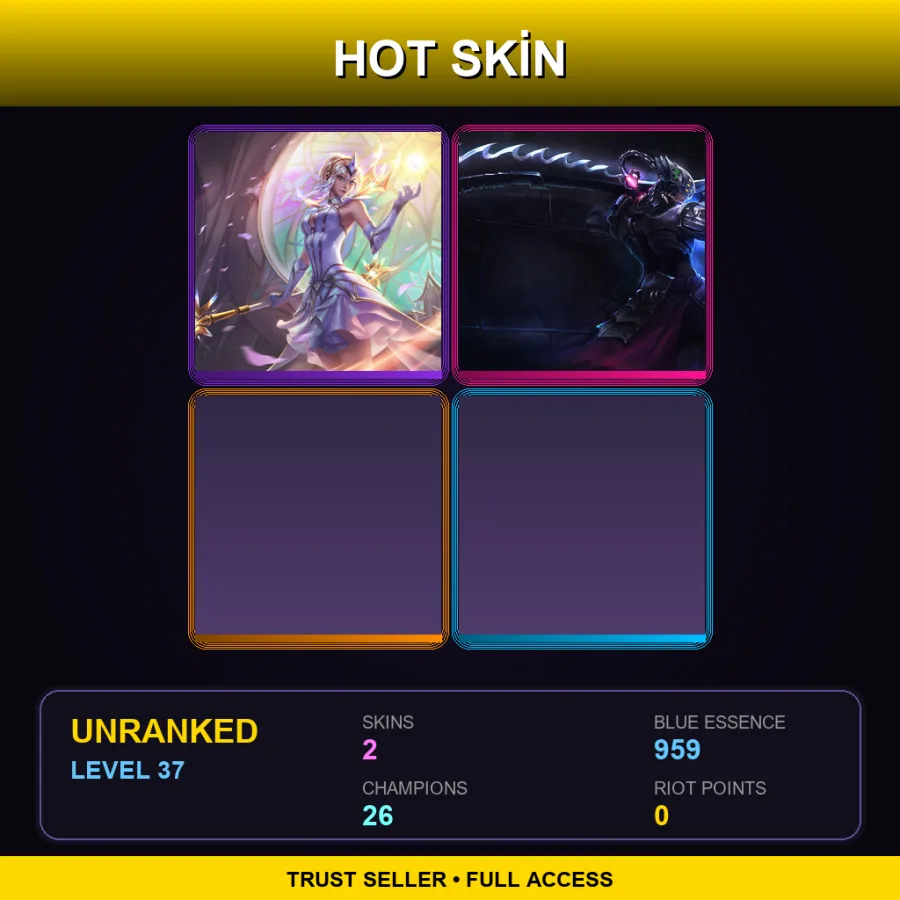 ME | Lv37 | Unranked | 2 Skin | 26 Champ — LoL account