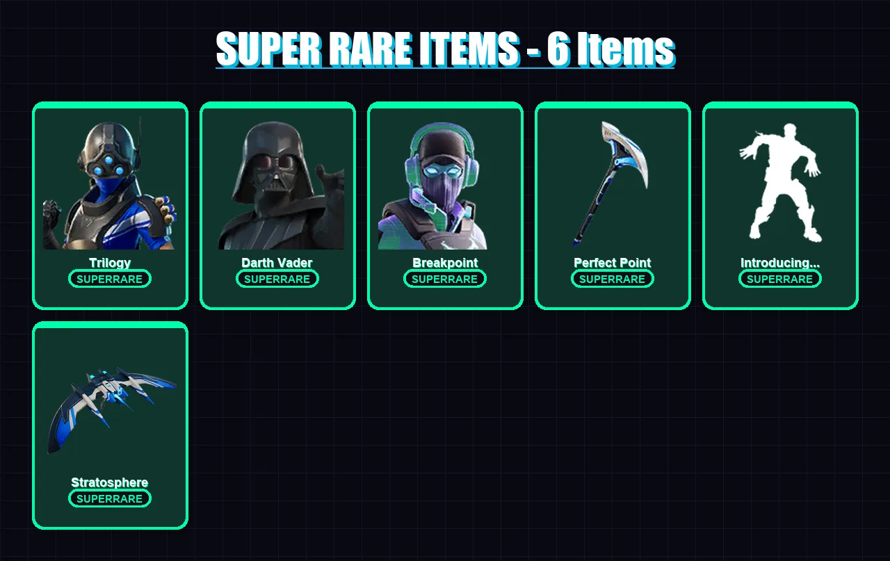 [PC/XBOX] | Trilogy | Darth Vader | Breakpoint | Spire Assassin | Raz | 111 skin | 111 pickaxe | 111 emote | 108 glider | Lv1865