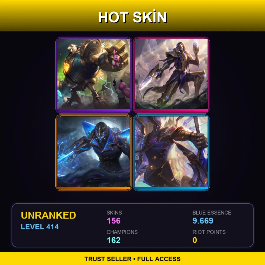 VN | Lv414 | Unranked | 156 Skin | 162 Champ