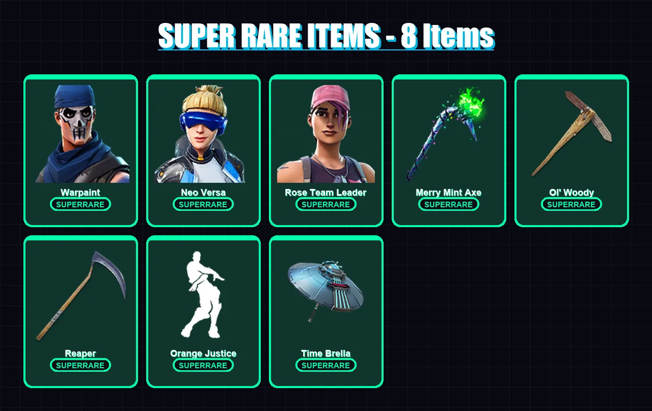 [PC/PSN] | Warpaint | Neo Versa | Rose Team Leader | Blackheart | Sentinel | 120 skin | 131 pickaxe | 116 emote | 123 glider | Lv1794