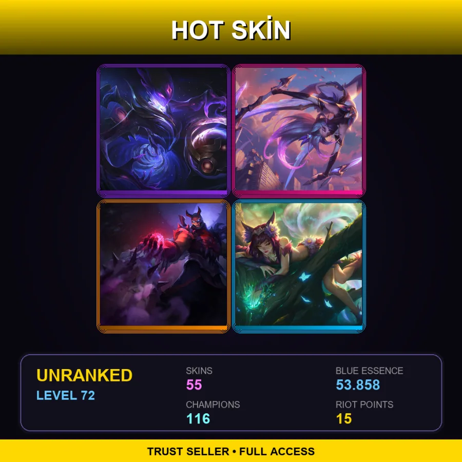 EUW | Lv72 | Unranked | 55 Skin | 116 Champ — Vindicator Vayne