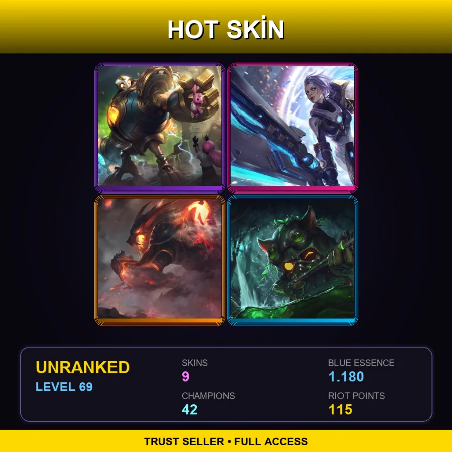 BR | Lv69 | Unranked | 9 Skin | 42 Champ