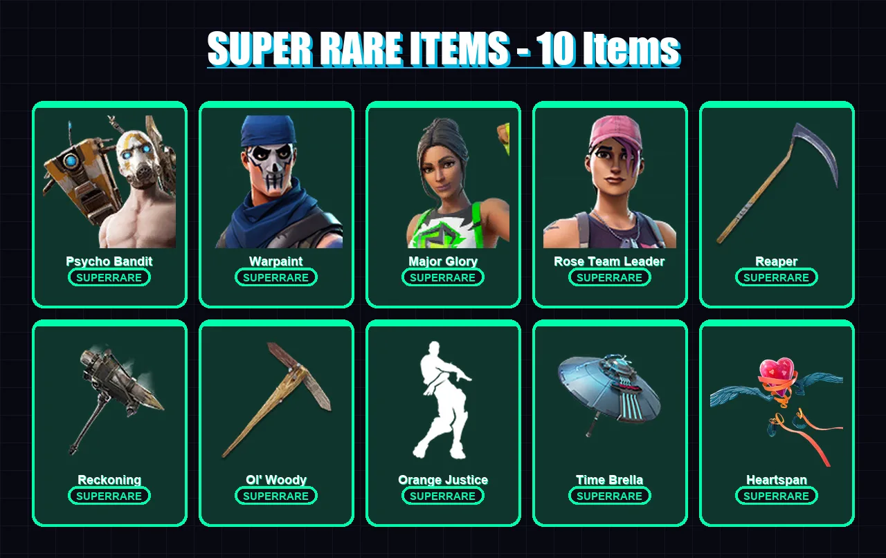 [PC/XBOX/PSN] | Psycho Bandit | Warpaint | Major Glory | Rose Team Leader | Vendetta | 280 skin | 314 pickaxe | 222 emote | 257 glider | Lv5017
