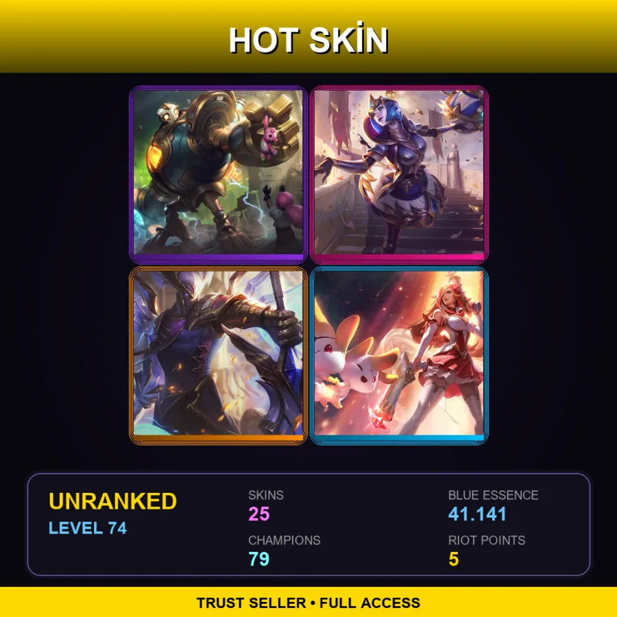 TR | Lv74 | Unranked | 25 Skin | 79 Champ — LoL account