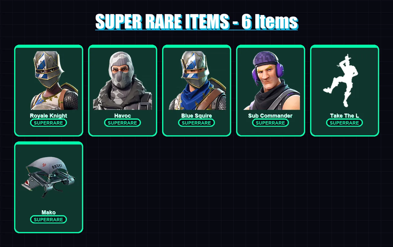[PC/XBOX/PSN] | Royale Knight | Havoc | Blue Squire | Sub Commander | Dark Voyager | 8 skin | 6 pickaxe | 9 emote | 11 glider | Lv154