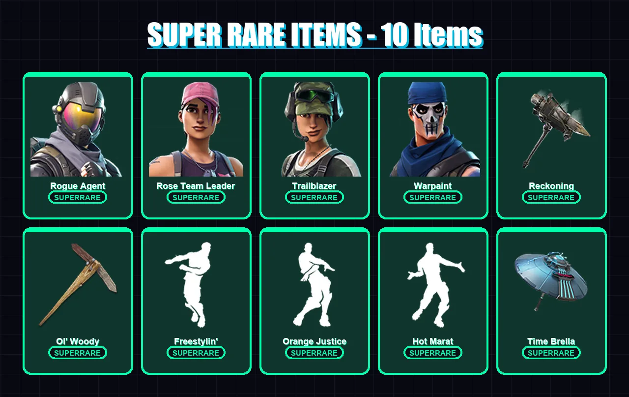 [PC/XBOX/PSN] | Rogue Agent | Rose Team Leader | Trailblazer | Warpaint | Calamity | 51 skin | 71 pickaxe | 61 emote | 62 glider | Lv943 — Fortnite account