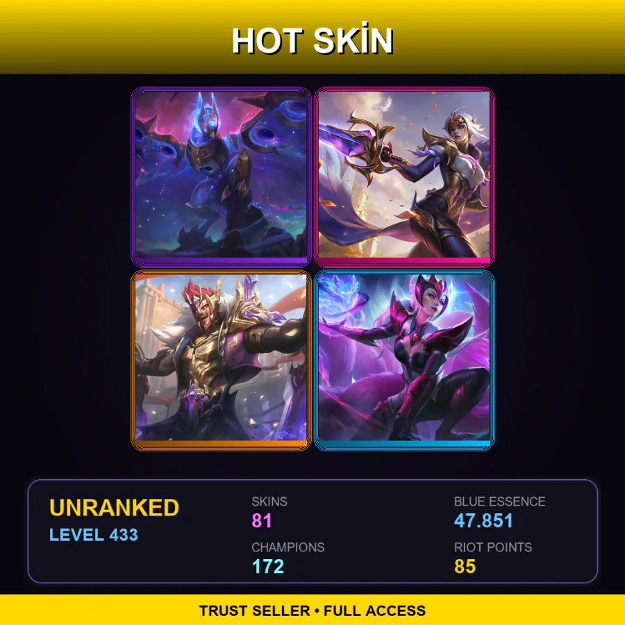 LAN | Lv433 | Unranked | 81 Skin | 172 Champ