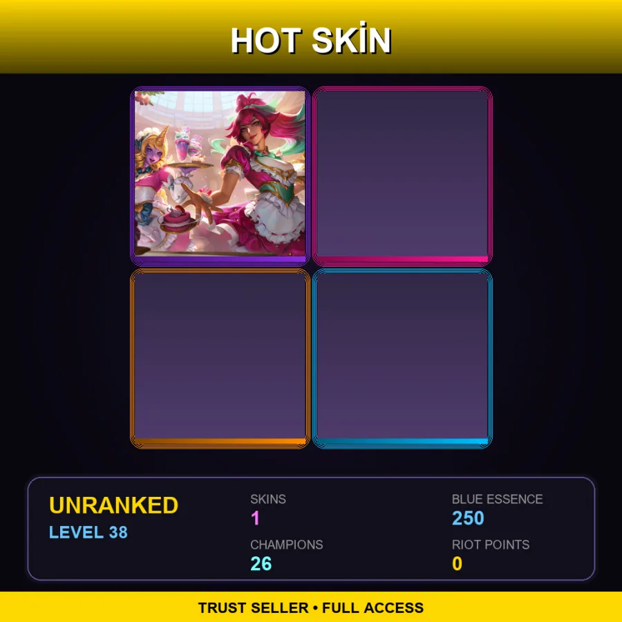 EUW | Lv38 | Unranked | 1 Skin | 26 Champ — LoL account