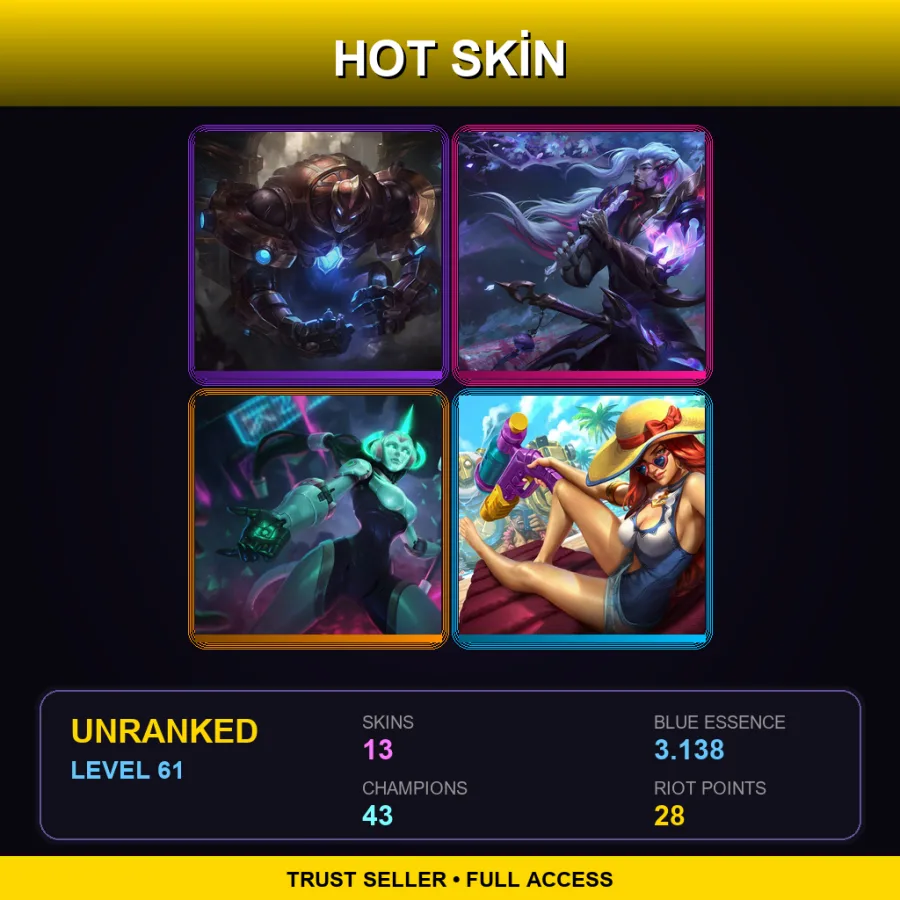 VN | Lv61 | Unranked | 13 Skin | 43 Champ — LoL account