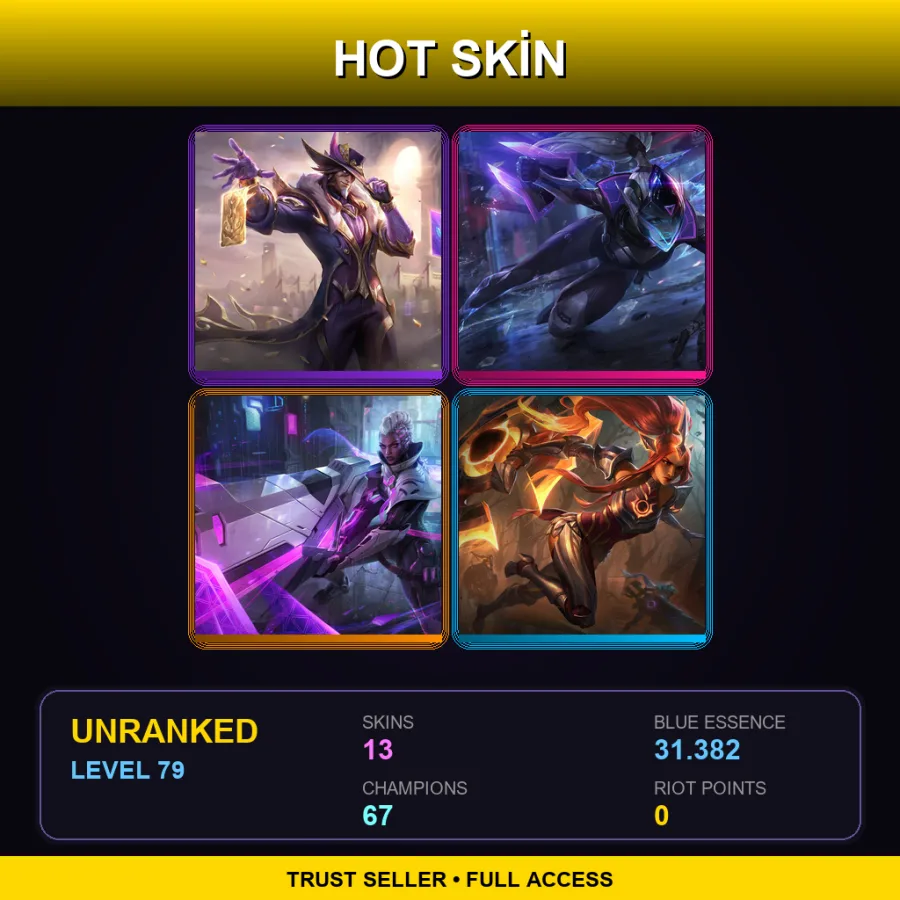 EUNE | Lv79 | Unranked | 13 Skin | 67 Champ — LoL account