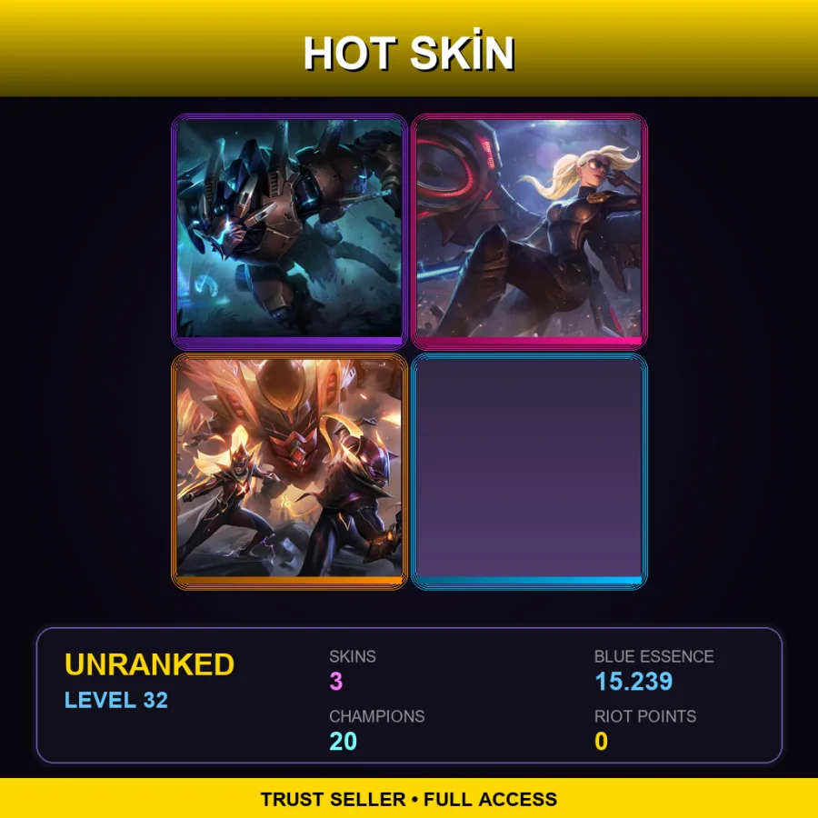 EUW | Lv32 | Unranked | 3 Skin | 20 Champ