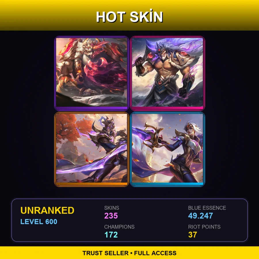 EUW | Lv600 | Unranked | 235 Skin | 172 Champ