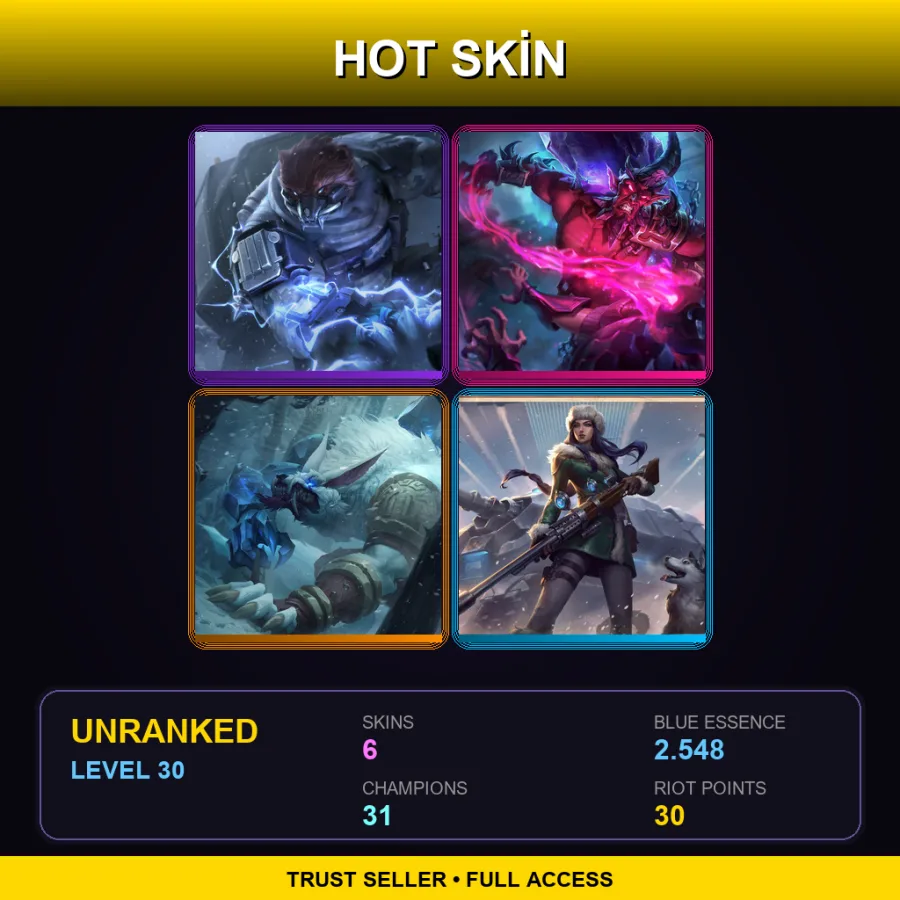 RU | Lv30 | Unranked | 6 Skin | 31 Champ