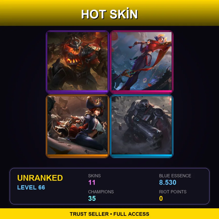 LAS | Lv66 | Unranked | 11 Skin | 35 Champ — LoL account