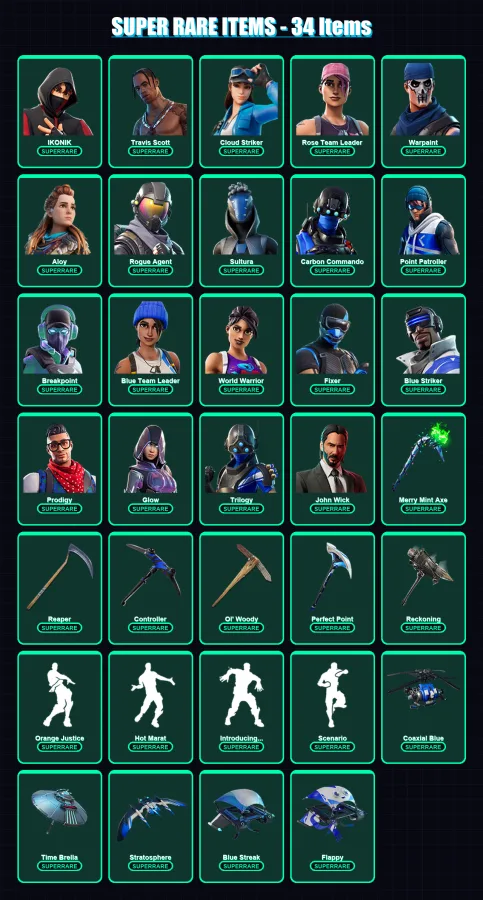 [PC/XBOX/PSN] | IKONIK | Travis Scott | Cloud Striker | Rose Team Leader | Warpaint | 173 skin | 127 pickaxe | 146 emote | 122 glider | Lv1482 — Fortnite account