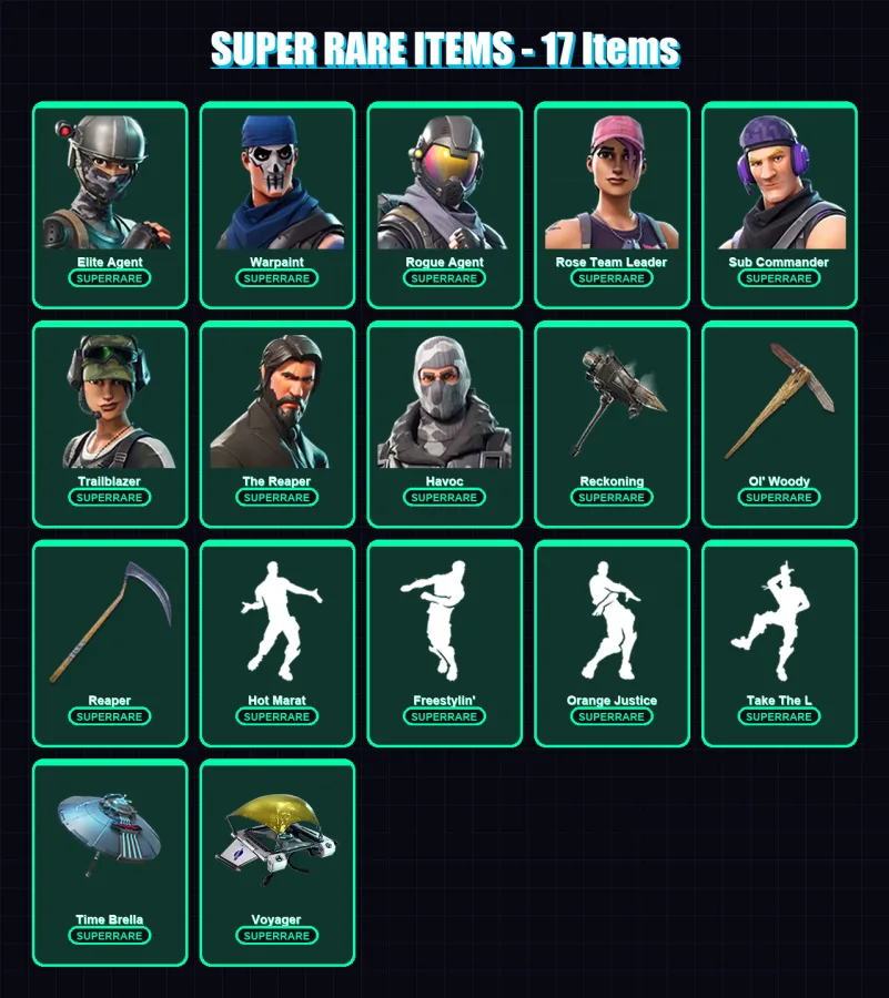 [PC/PSN] | Elite Agent | Warpaint | Rogue Agent | Rose Team Leader | Sub Commander | 152 skin | 141 pickaxe | 121 emote | 123 glider | Lv1738