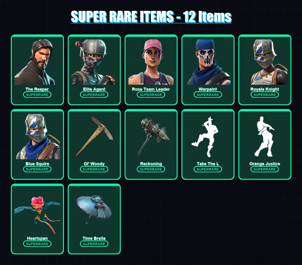 [PC/PSN] | The Reaper | Elite Agent | Rose Team Leader | Warpaint | Royale Knight | 118 skin | 127 pickaxe | 140 emote | 113 glider | Lv1416