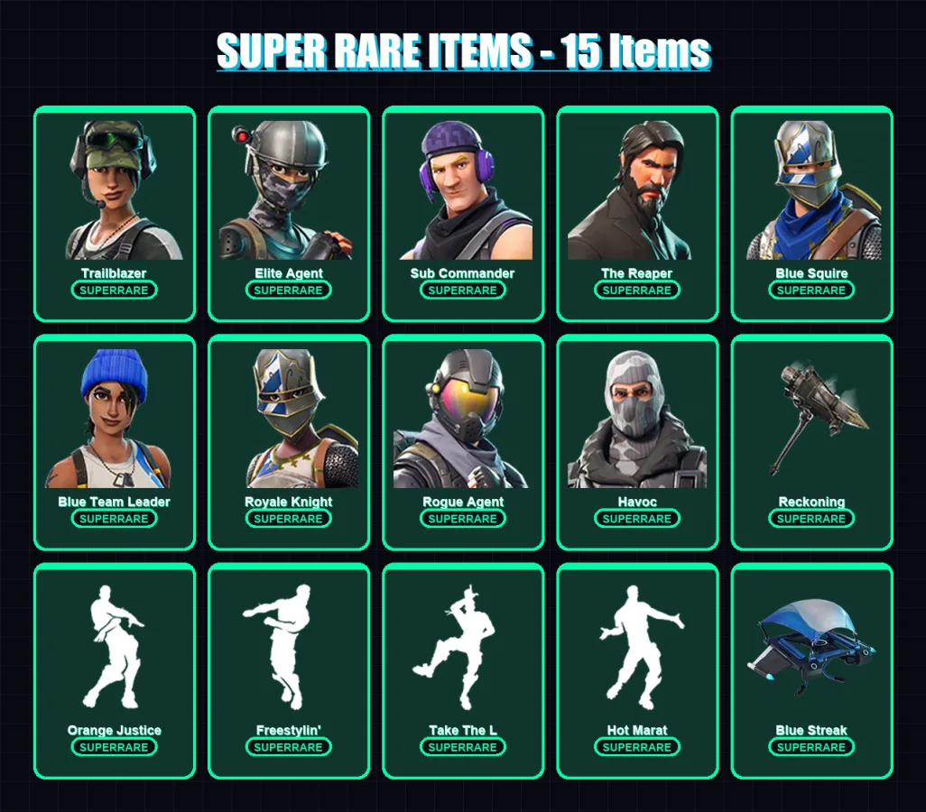 [PC/PSN] | Trailblazer | Elite Agent | Sub Commander | The Reaper | Blue Squire | 57 skin | 31 pickaxe | 43 emote | 37 glider | Lv502