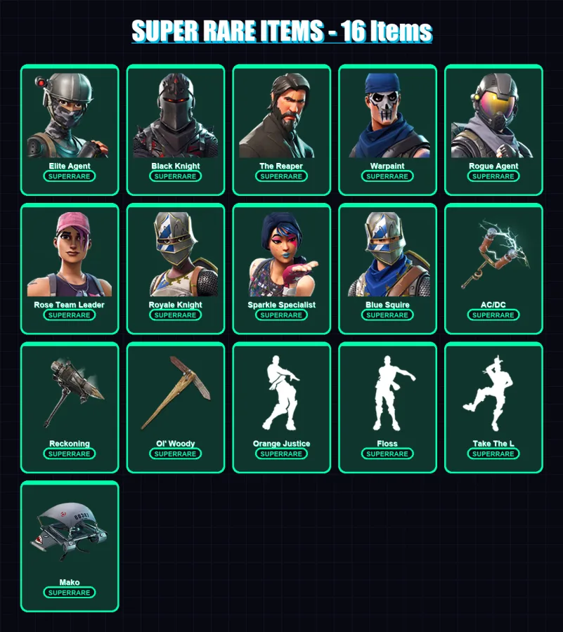 [PC/PSN] | Elite Agent | Black Knight | The Reaper | Warpaint | Rogue Agent | 64 skin | 49 pickaxe | 56 emote | 59 glider | Lv764