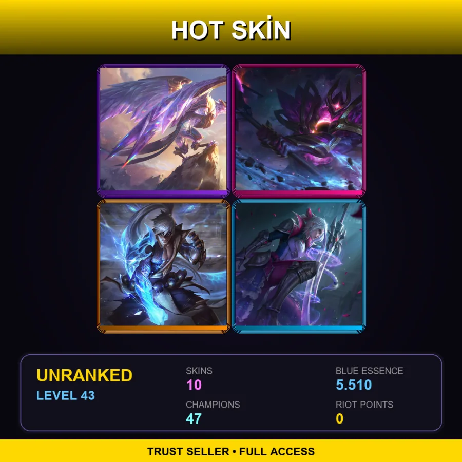 EUW | Lv43 | Unranked | 10 Skin | 47 Champ